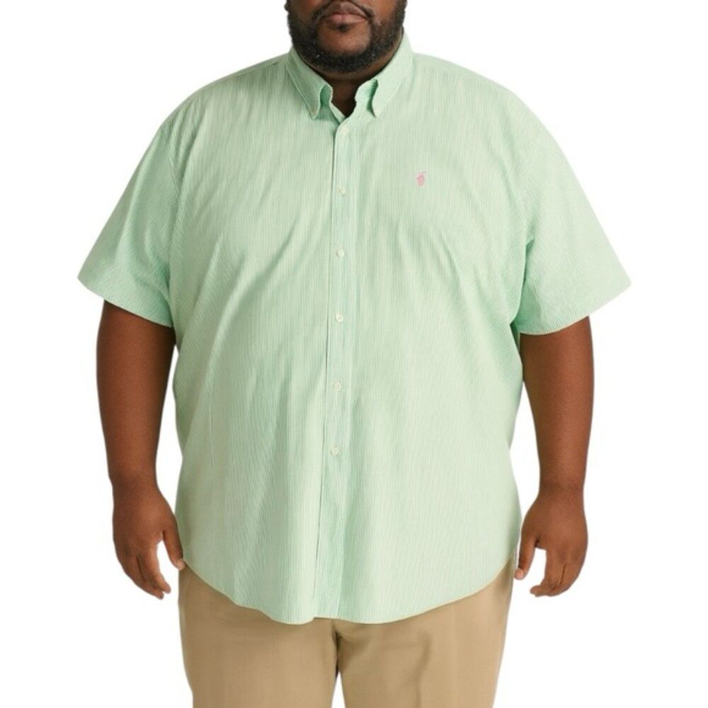 Ralph Lauren Men’s Classic Fit Green Striped Short Sleeve Shirt | Size 4XLT